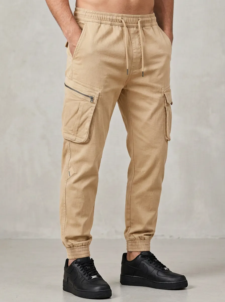 Refined Graphic Print Street Look Men's Cargo Jogger Pants