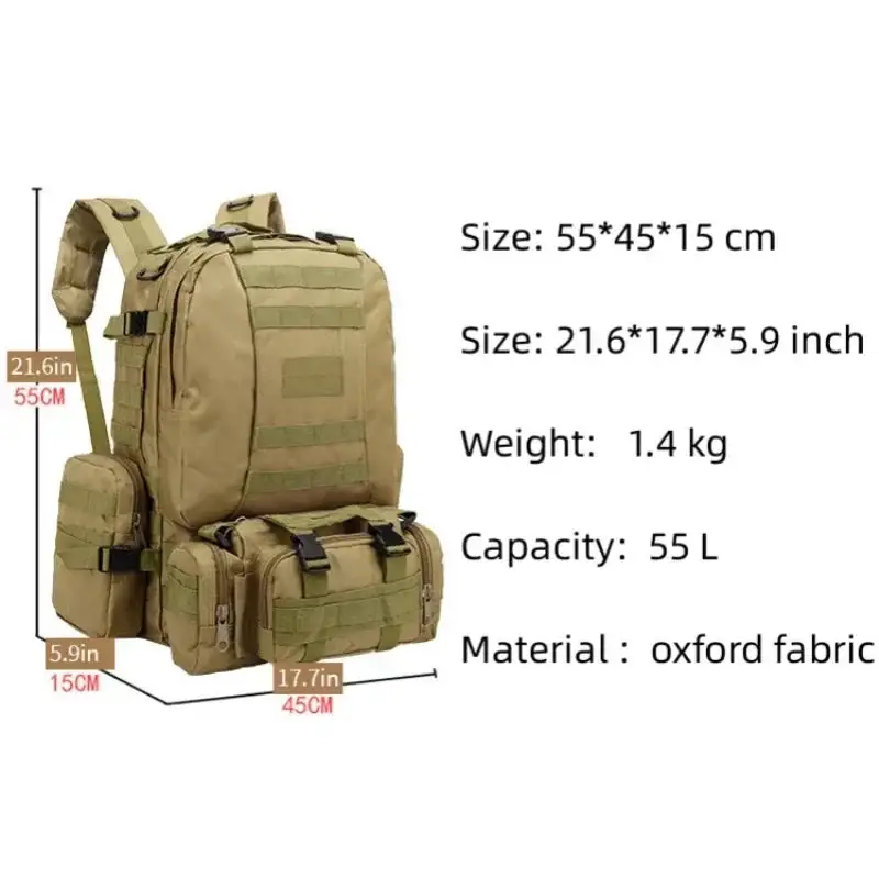 Tactical Khaki Multi-Functional Backpack Set