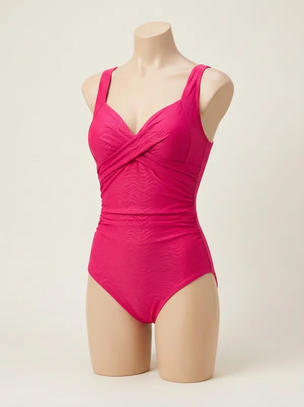 Wavy-Texture Wavy-Pattern One-Piece Swimsuit