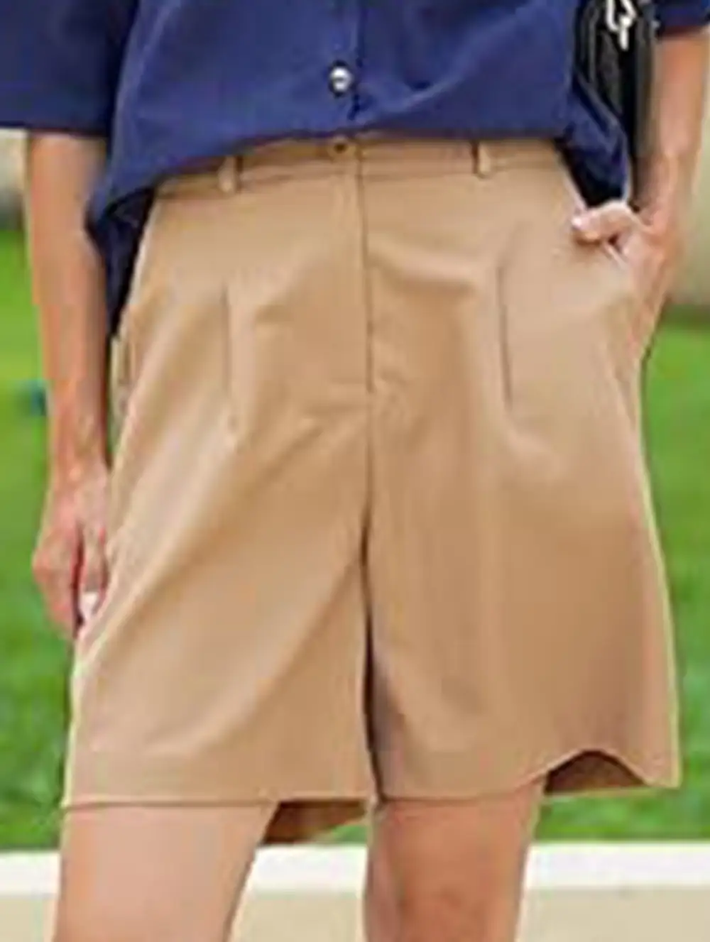 High-Waist Wide-Leg Suit Shorts