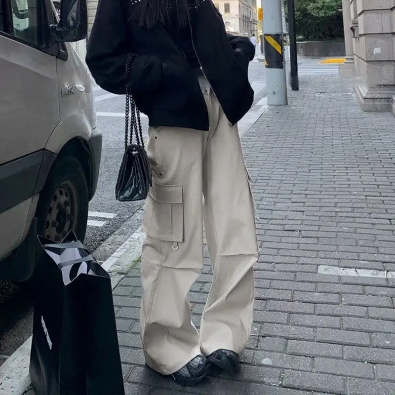 Women's High Waist Straight Leg Loose Fit Cargo Pants