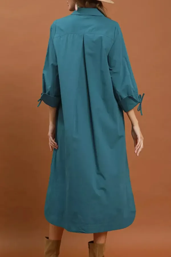 Collared Button Detail Relaxed Midi Dress
