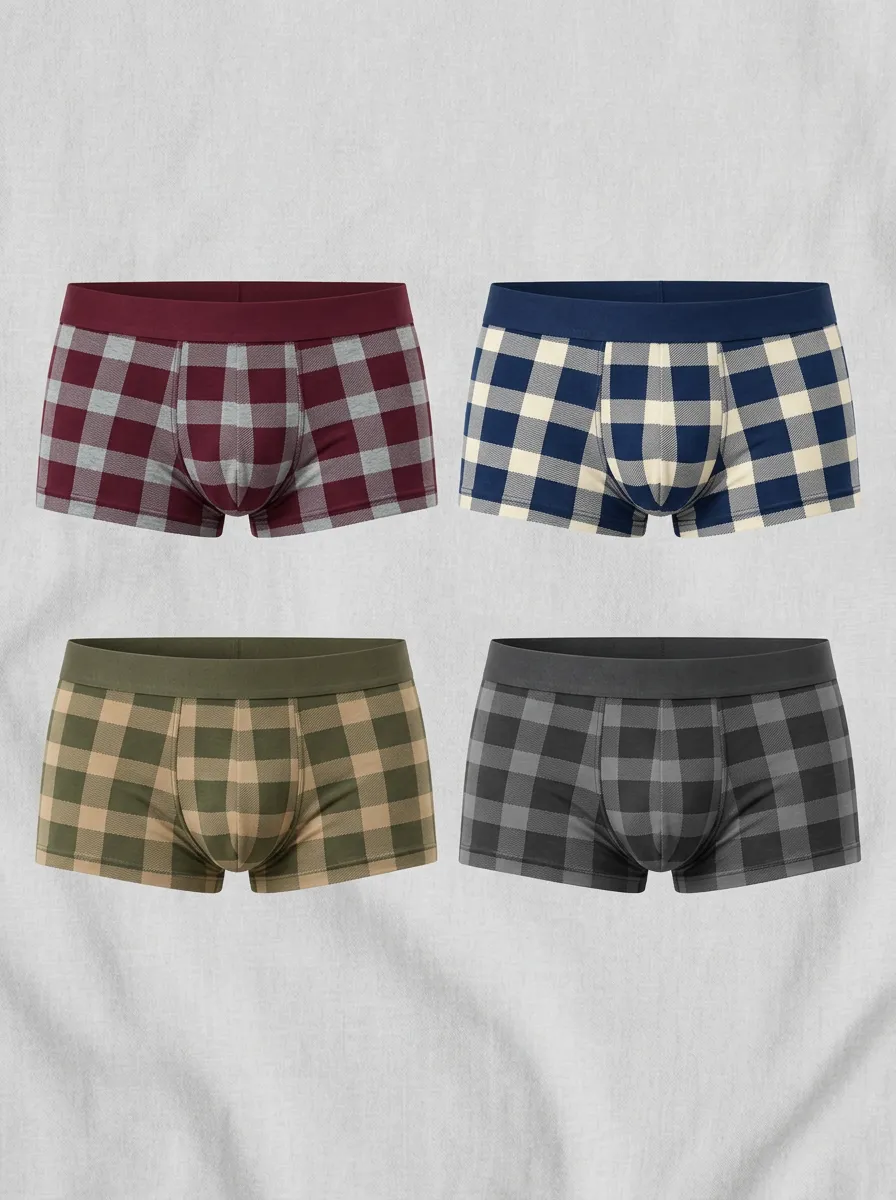 Men's Ridge Classic Plaid Pattern Multi-Pack Printed Boxer Briefs