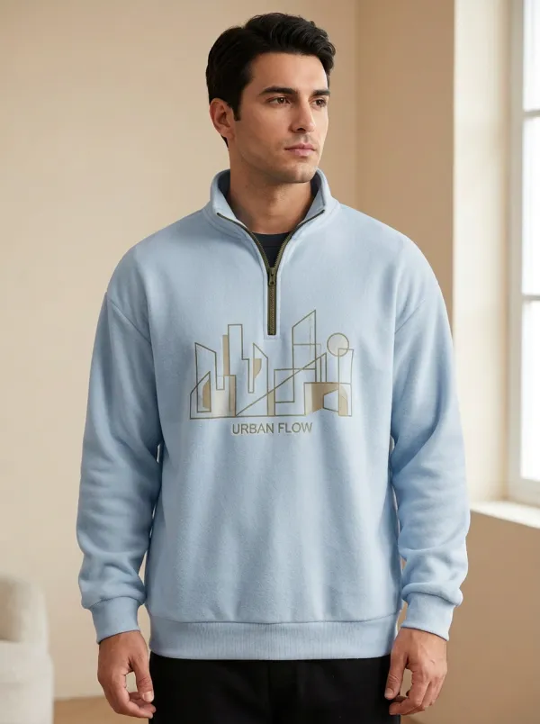 Graphic Half-Zip City-Skyline Men's Half-Zip Sweatshirt