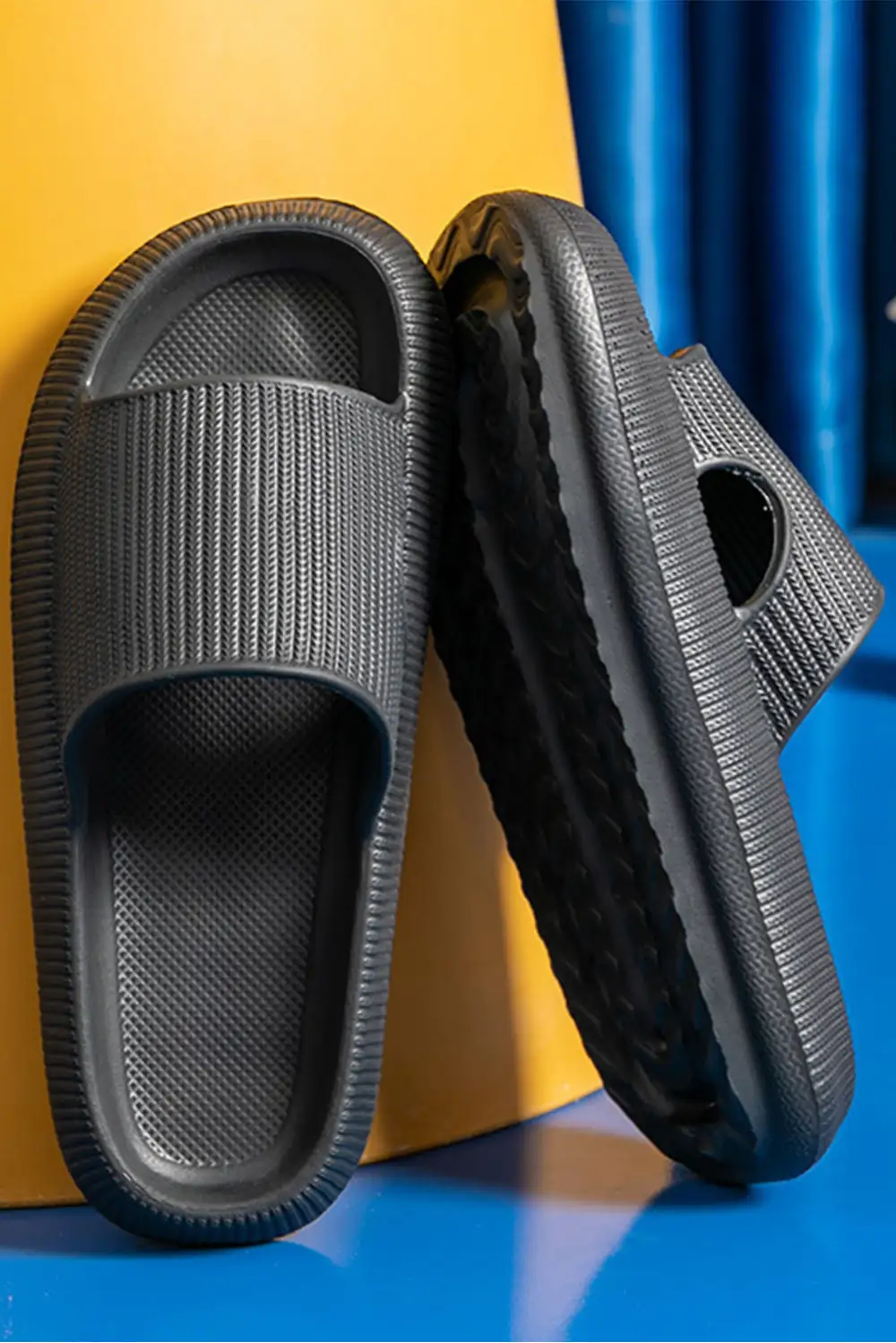 Hollow Out Thick Soled Slip On Slide Slippers