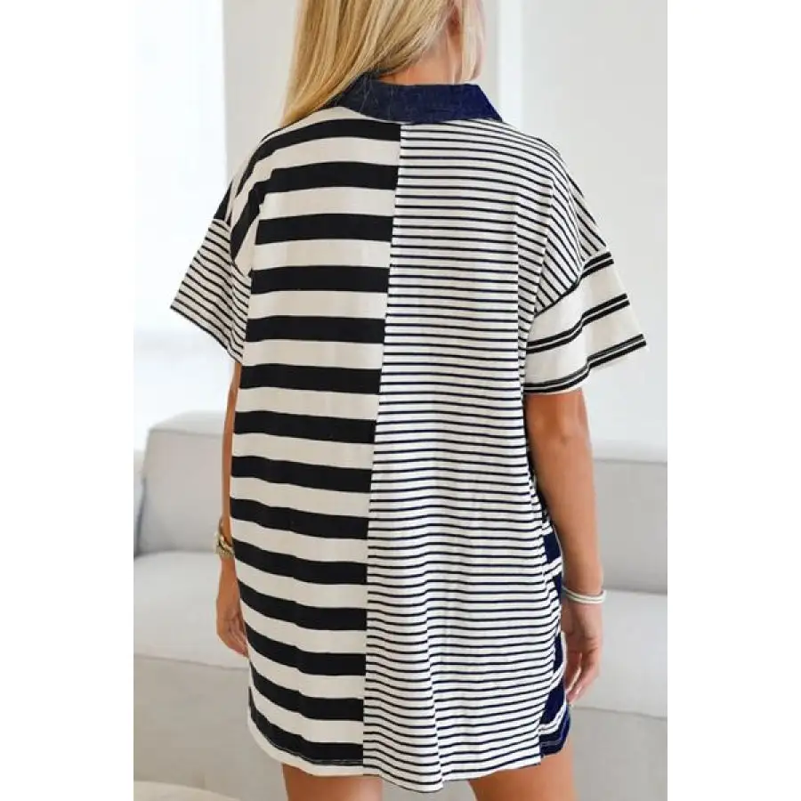 Button Detail Short Sleeve Mini Dress