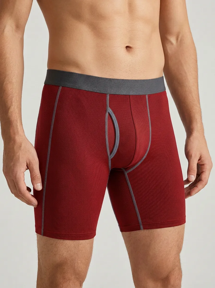 Men's Navy Blue Fly Front Boxer Briefs