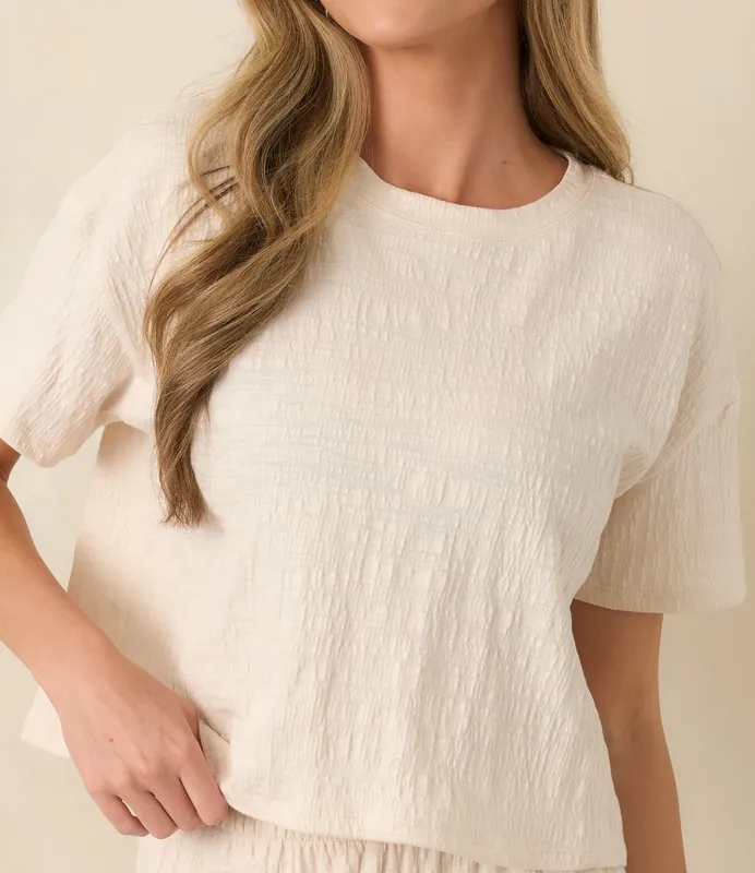 Ivory Textured Cropped Tee