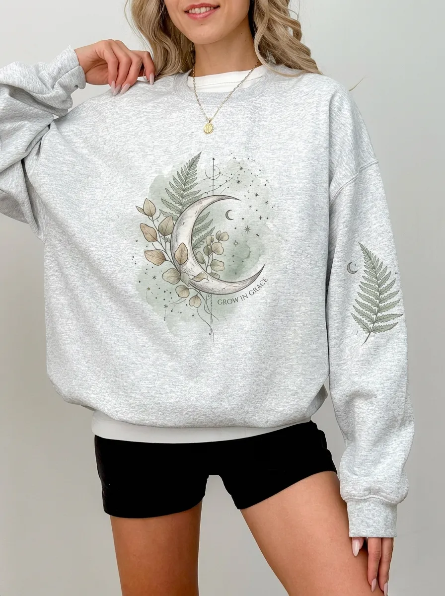 Women's Celestial Botanical Grow In Grace Graphic Sweatshirt