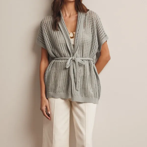Modern Open Front Ribbed Cardigan