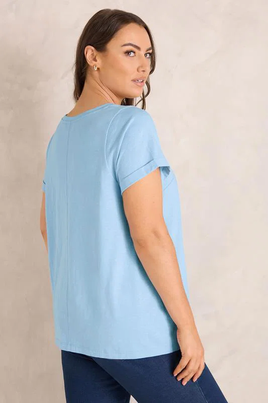 Pale Blue Cotton T-Shirt detail 3