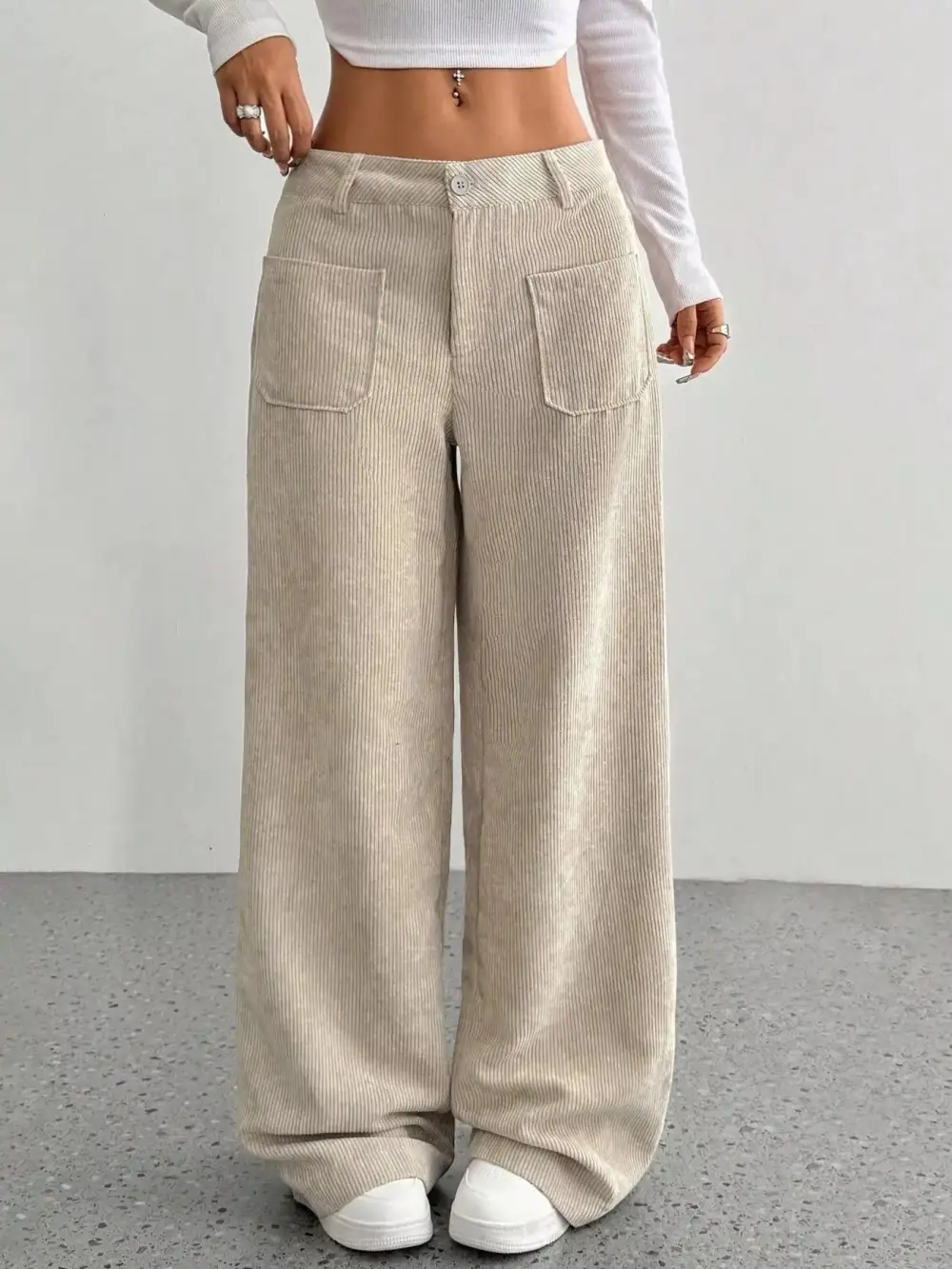 Wide Leg Corduroy Relaxed Fit Pants