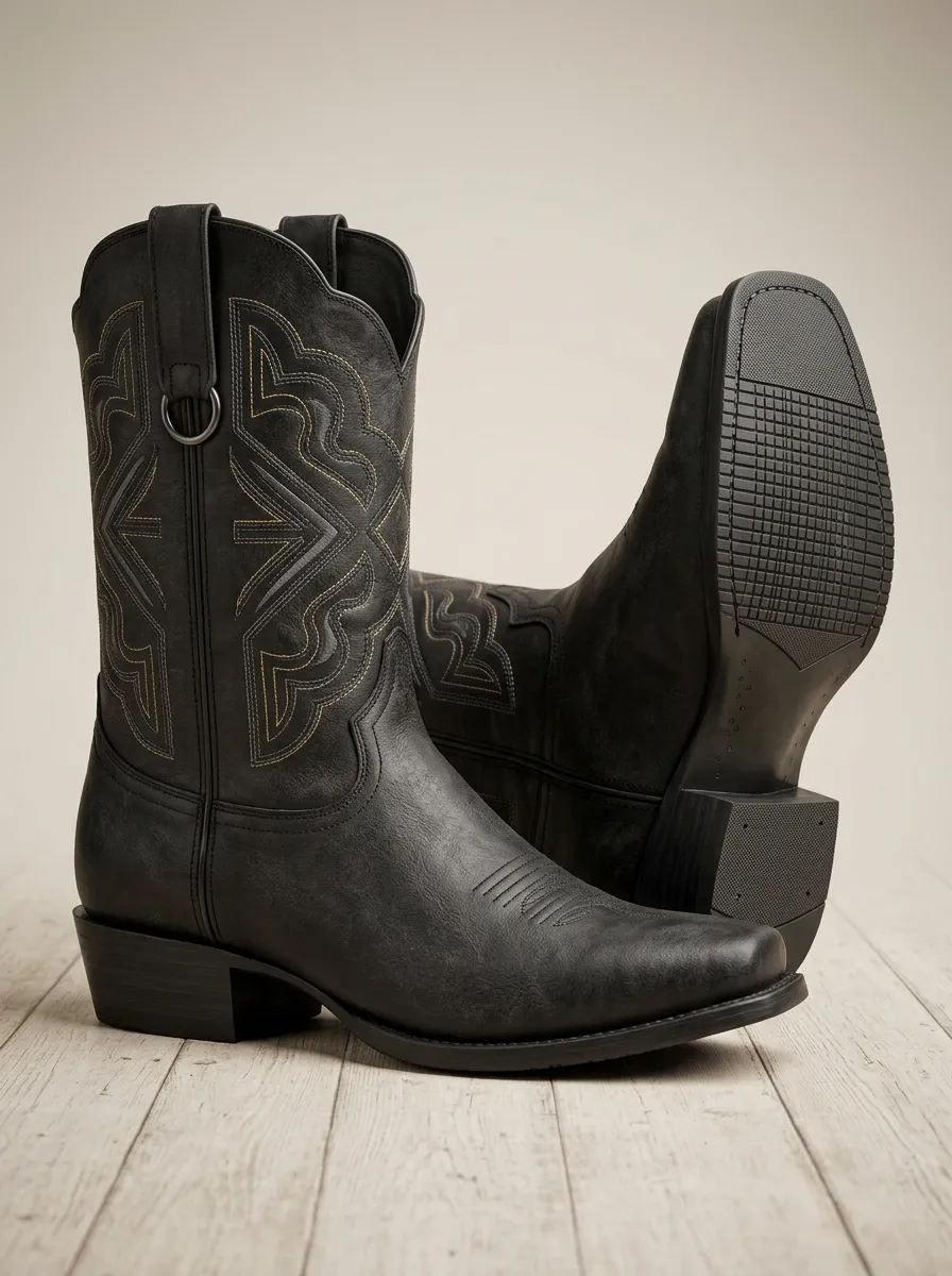 Retro Western Cowboy Embroidered Boots Men