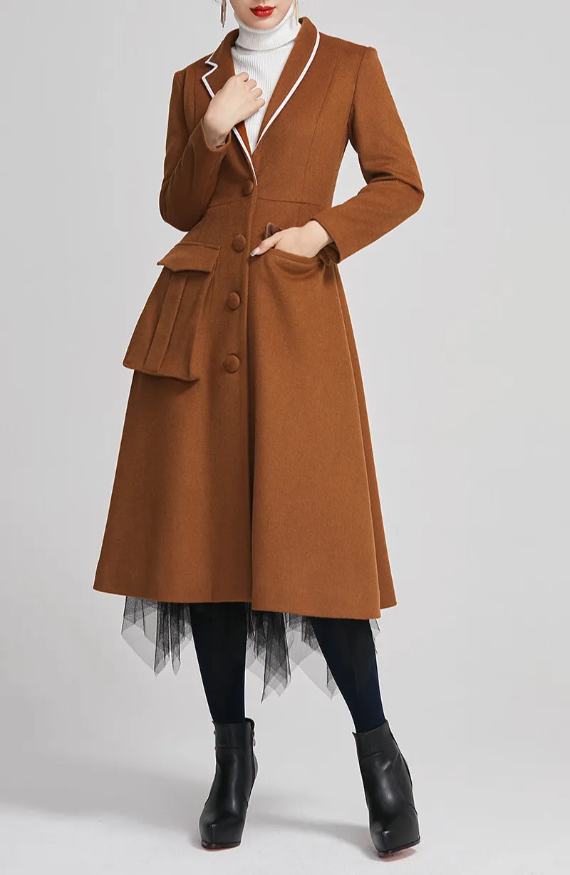 Wool Tailored Single Breasted Pocketed Coat