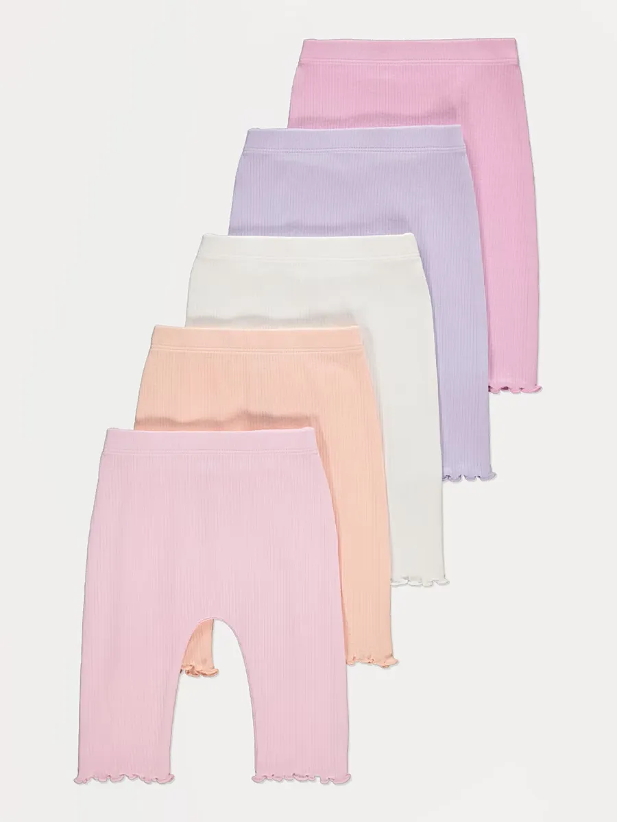 Pastel Ribbed Leggings 5 Pack