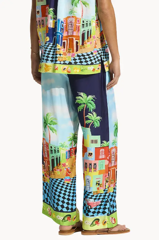 Silk Blend Relaxed Wide Leg Pants