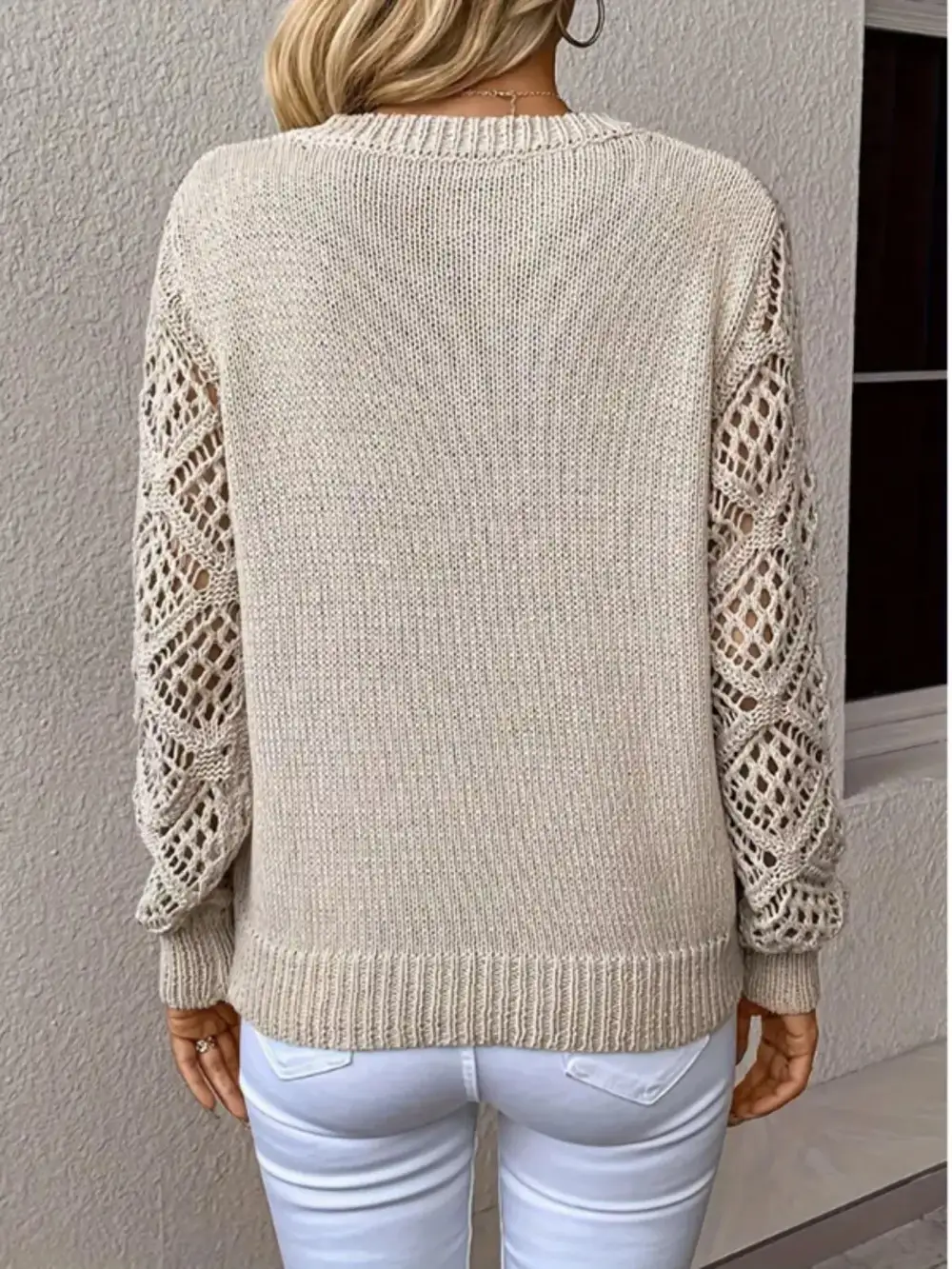 V-Neck Crochet Sweater