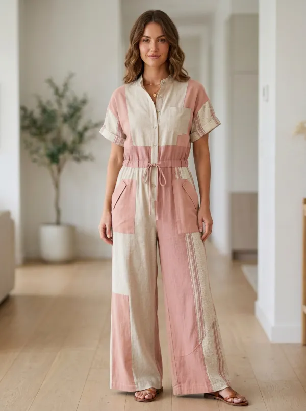 Women's Colorblock Striped Patchwork Jumpsuit
