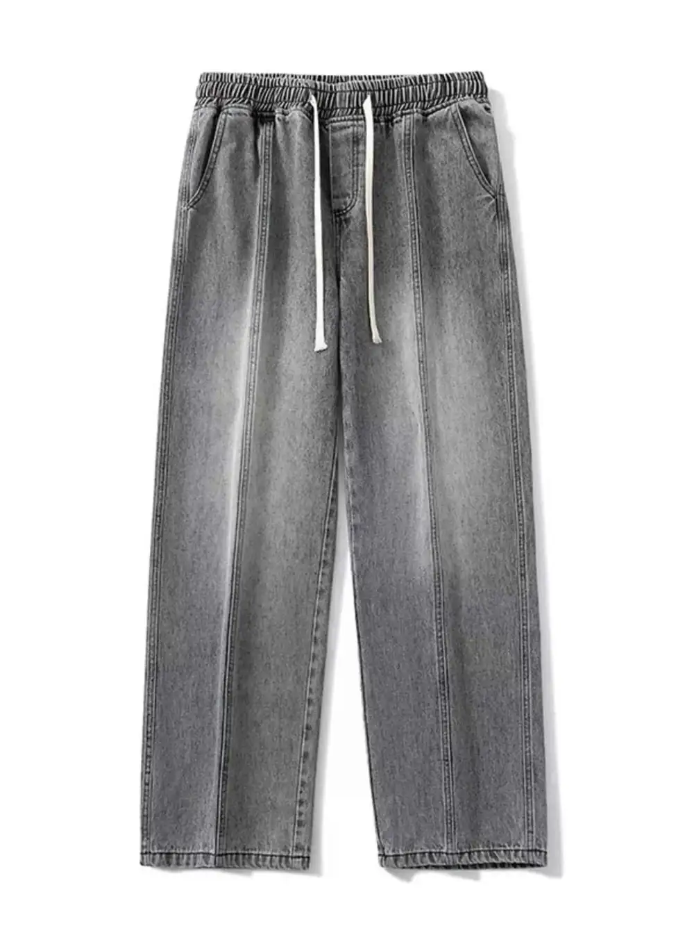 Relaxed Fit Wide Leg Drawstring Jeans