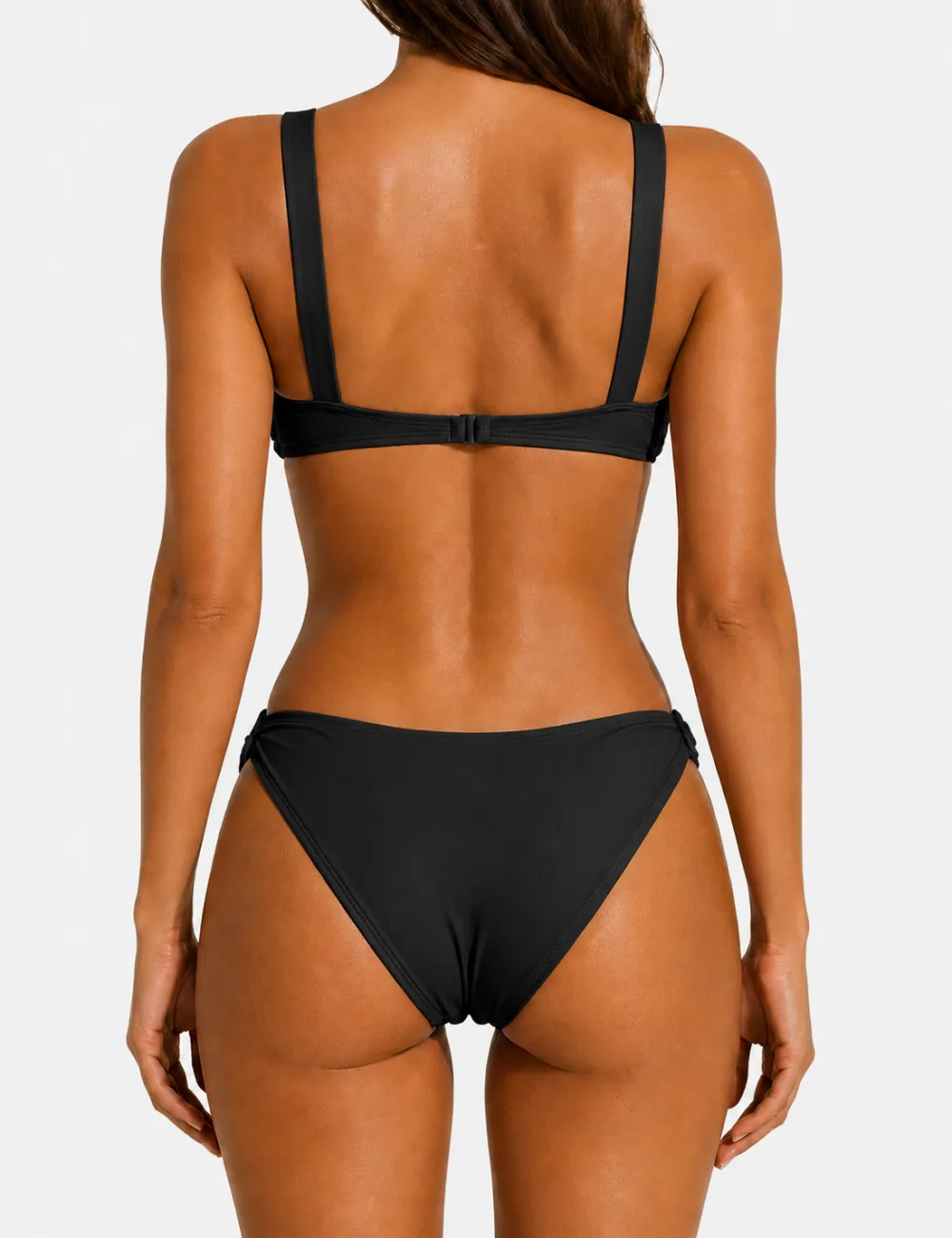 Front D Flower Detail Underwire Balconette Bikini Set