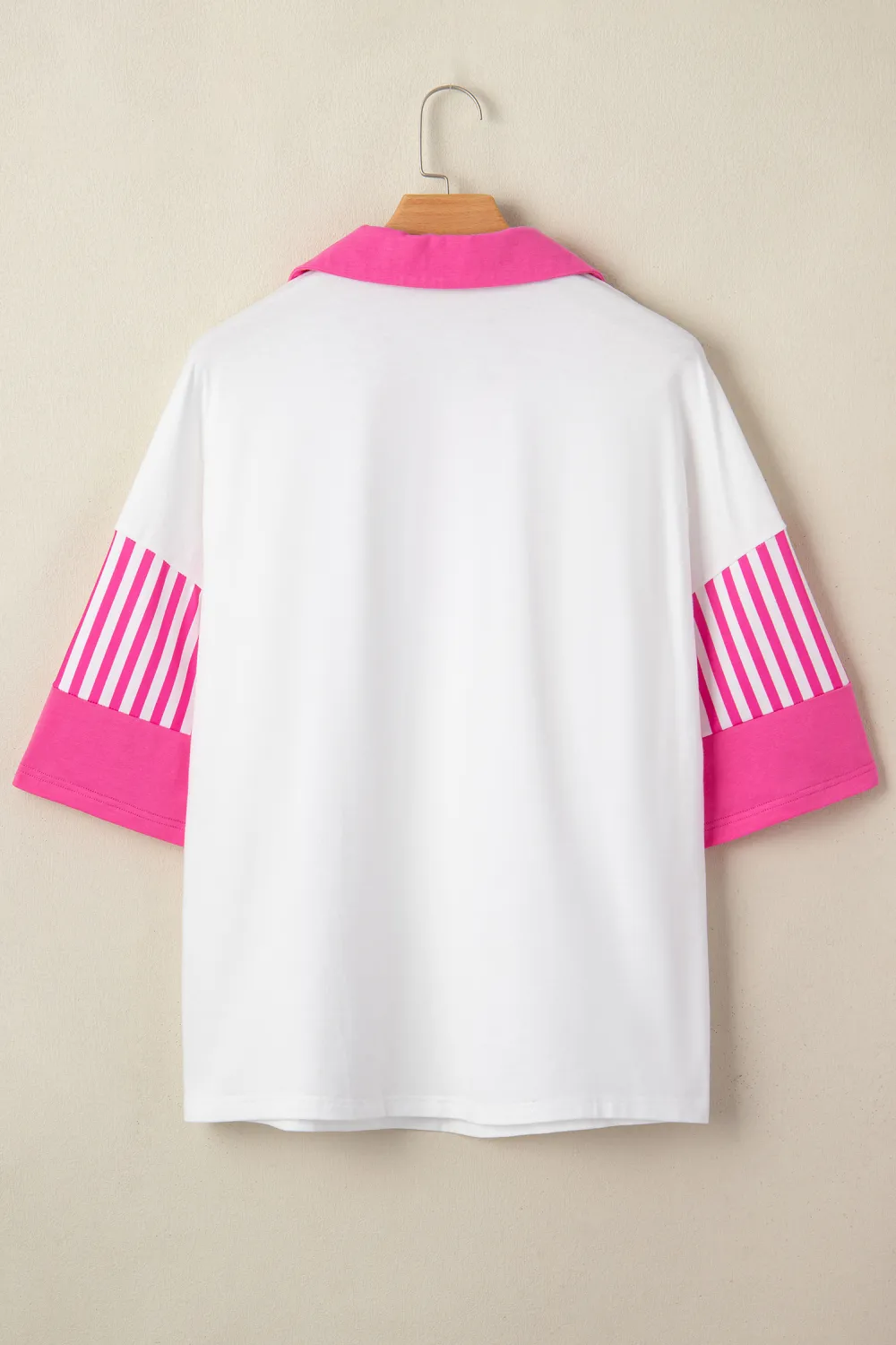 White Striped Block Patchwork Polo Tee