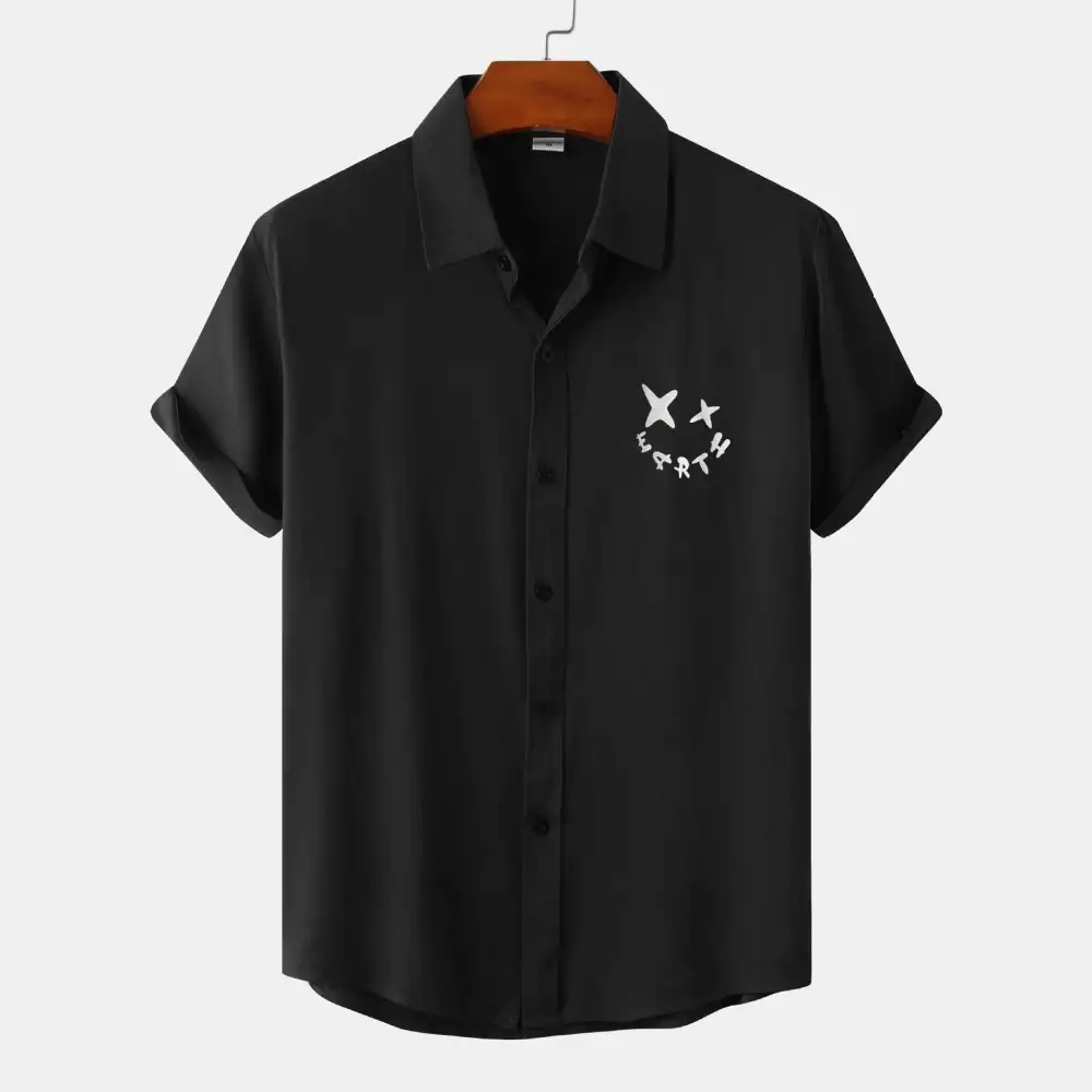 Relaxed Button Front Short Sleeve Collared Polo Shirt