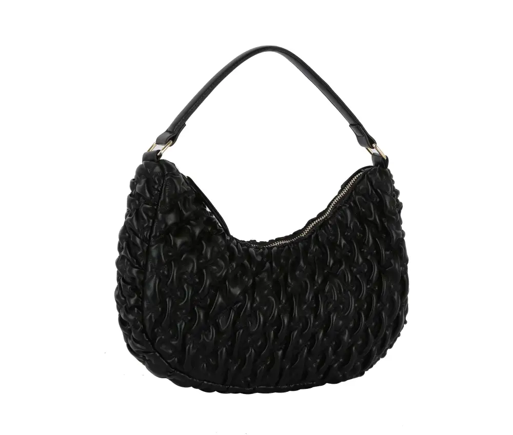 Relaxed Detail Quilted Pocketed Faux Leather Hobo Shoulder Bag