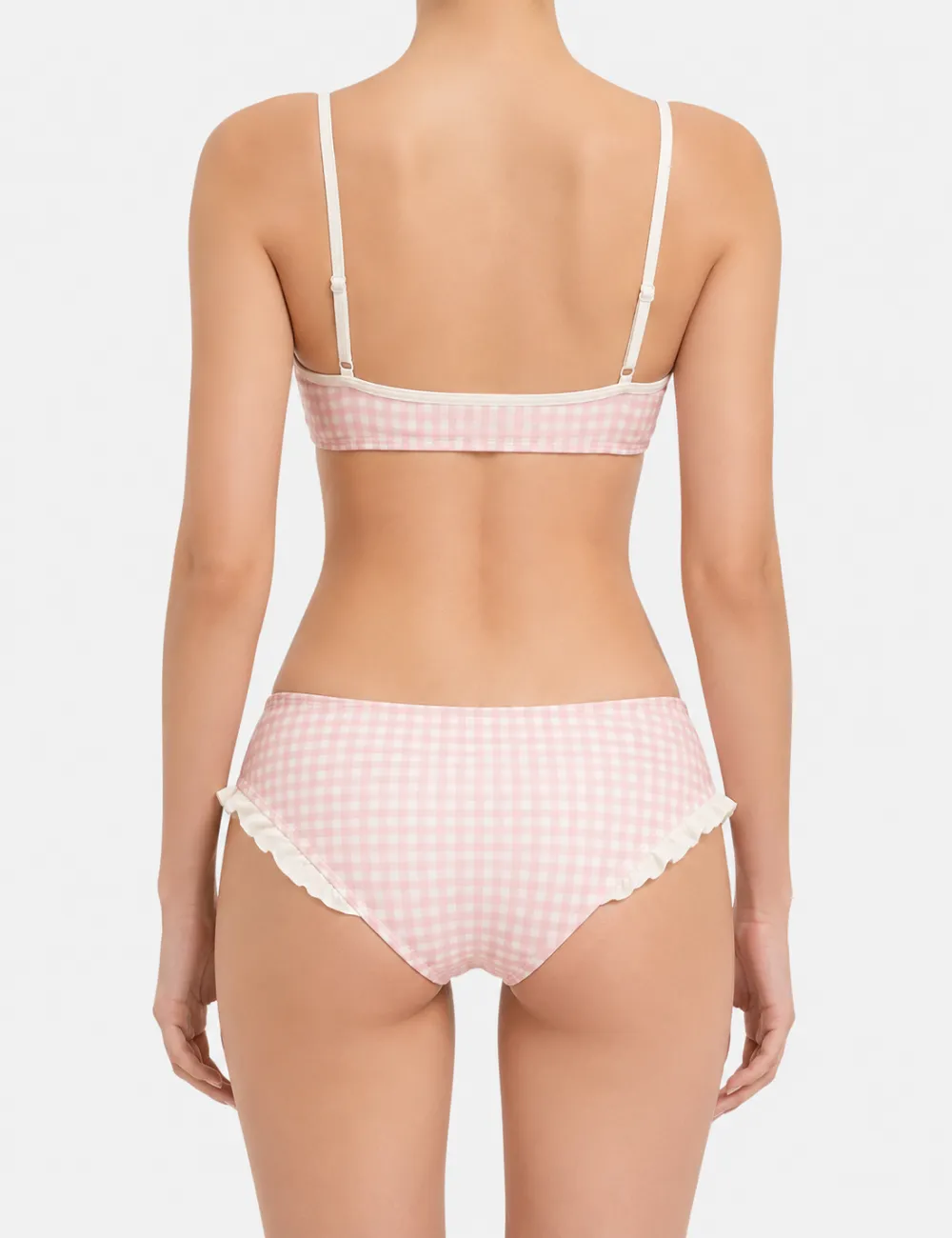Gingham Ruffled Cami Top Two Piece Bikini Set