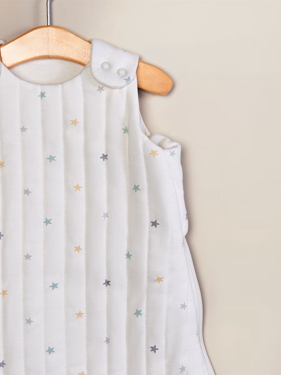 Cream Star Quilted Jersey Cotton Sleeping Bag - 2.5 Tog detail 2
