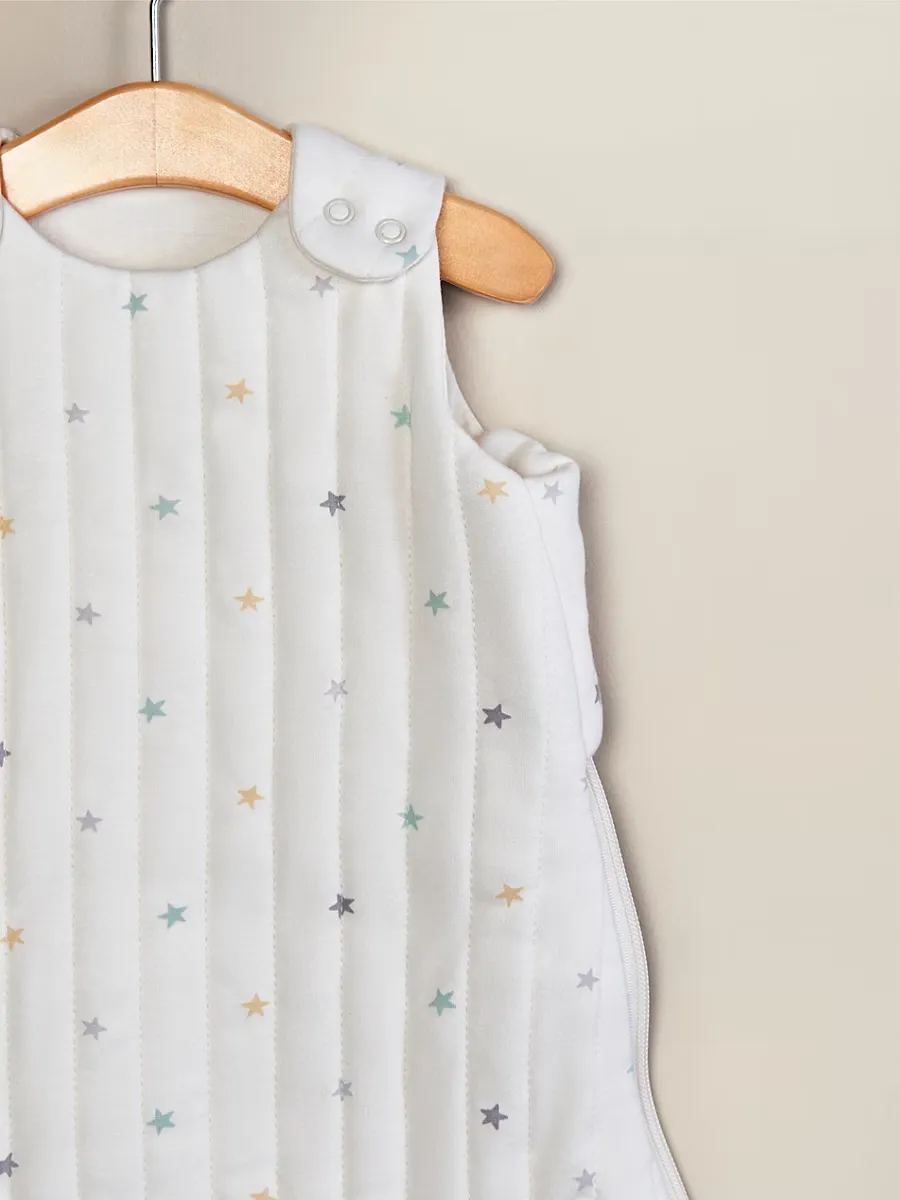 Cream Star Quilted Jersey Cotton Sleeping Bag - 2.5 Tog