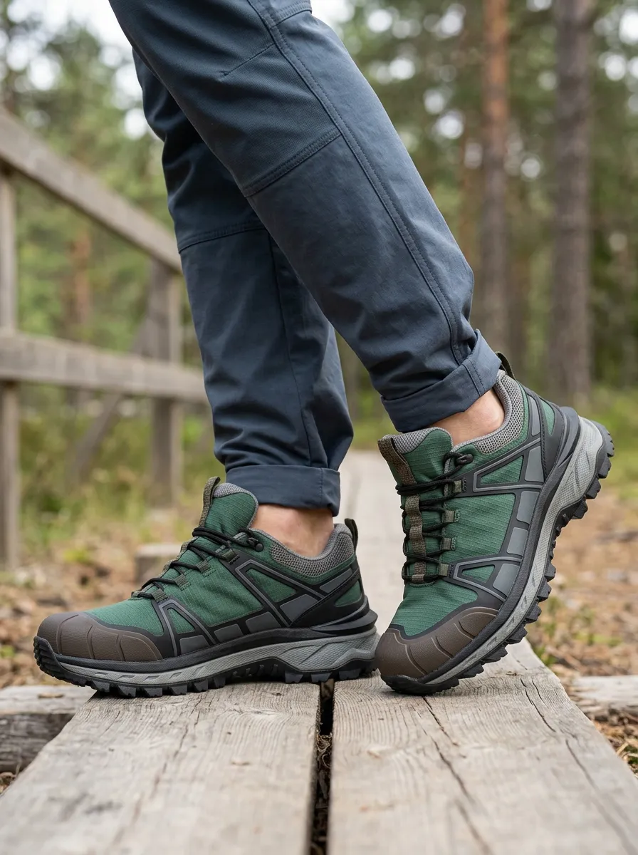 Men's Hiking Outdoor Lover Green Pattern Printed Shoes