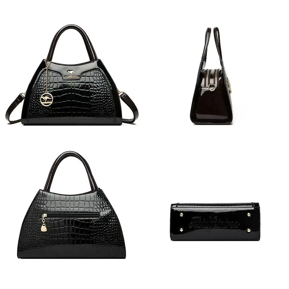 Sophisticated Edge: Crocodile-Pattern Designer Leather Handbag