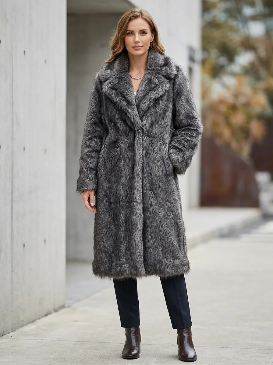 Versatile Longline Faux Fur Coat