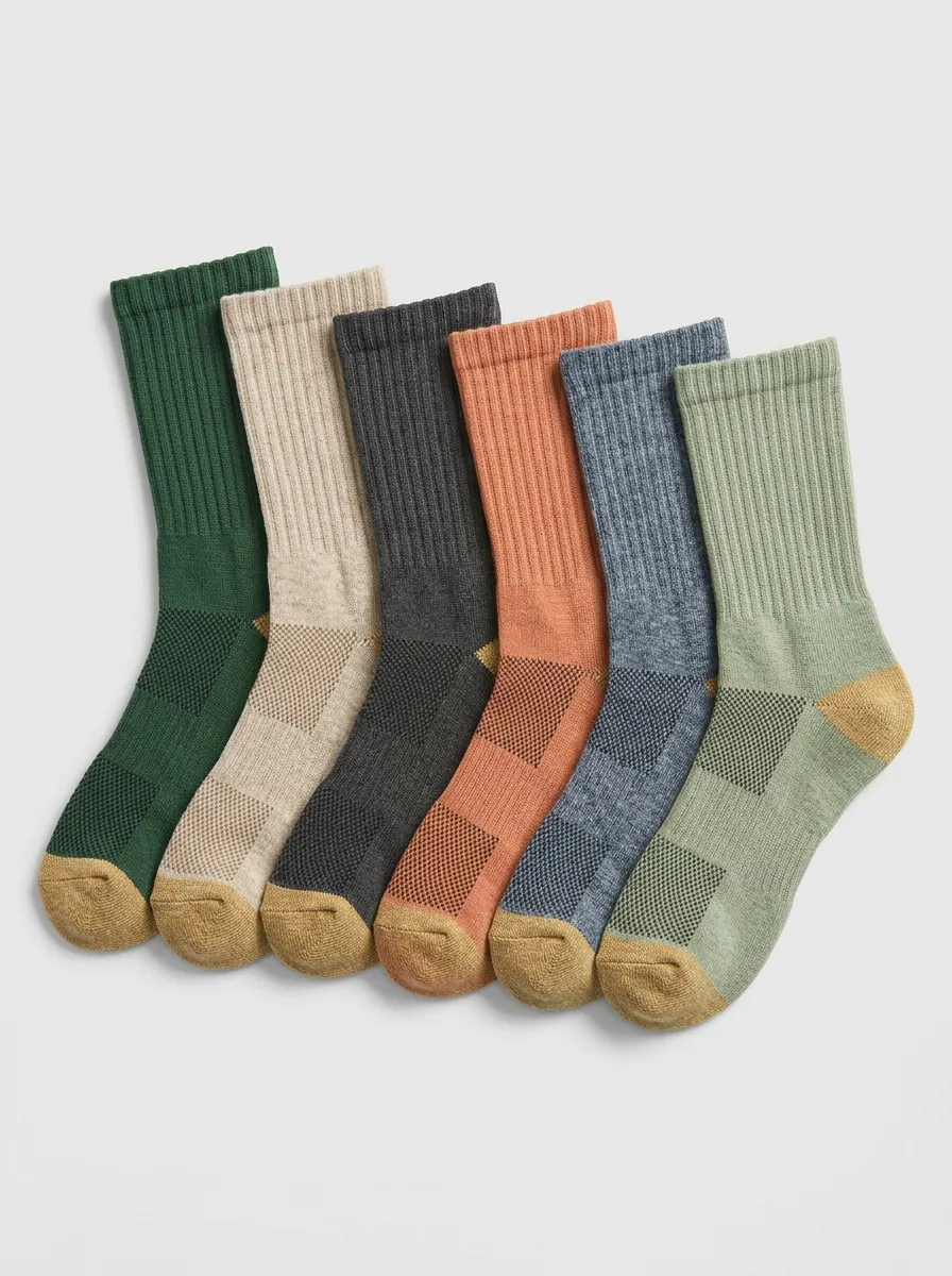 Soft Ribbed Cotton Essentials 6-Pair Standard Mid-Calf Socks