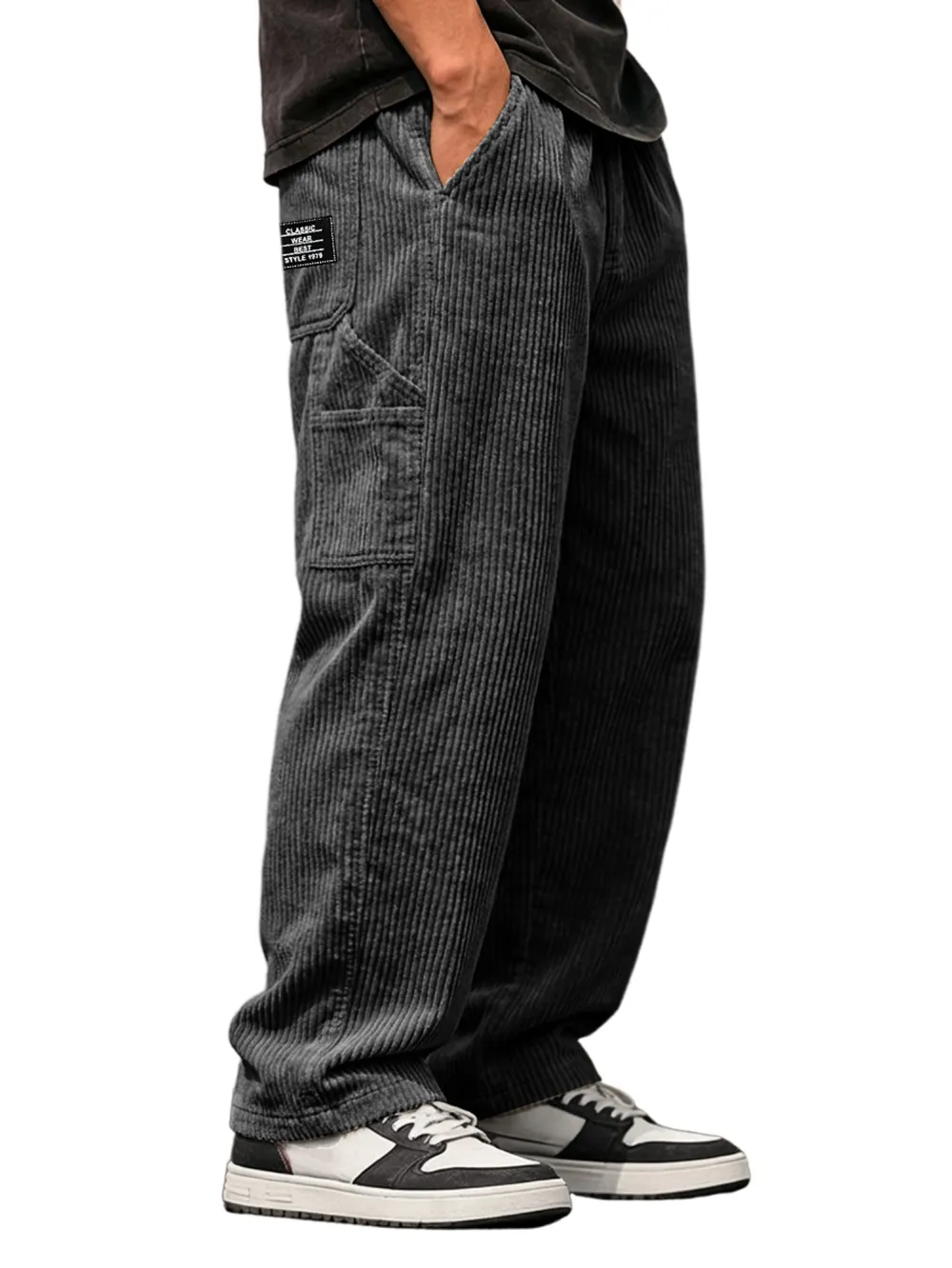 Layered Corduroy Utility Pocket Pants