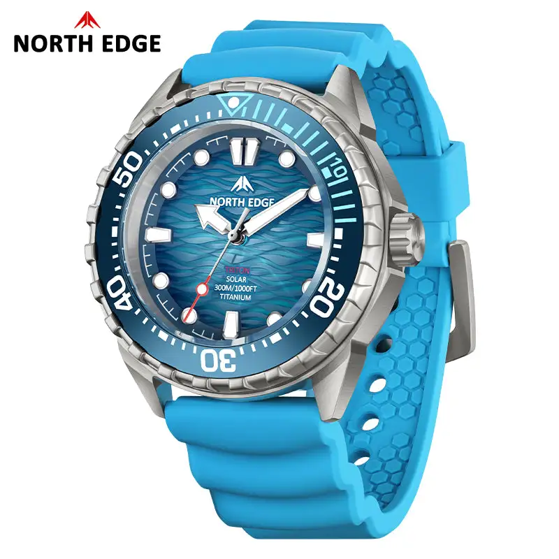 North Edge Titanium Lightweight Solar Dive Watch TRITON-TI- Never needs a battery replacement