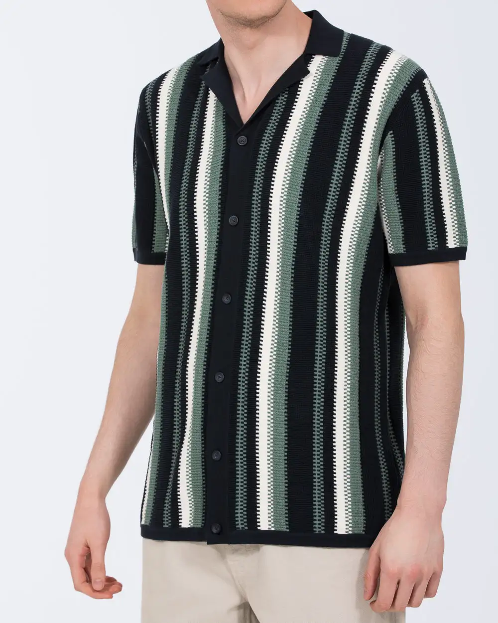 Easygoing Knitted Stripe Button Shirt