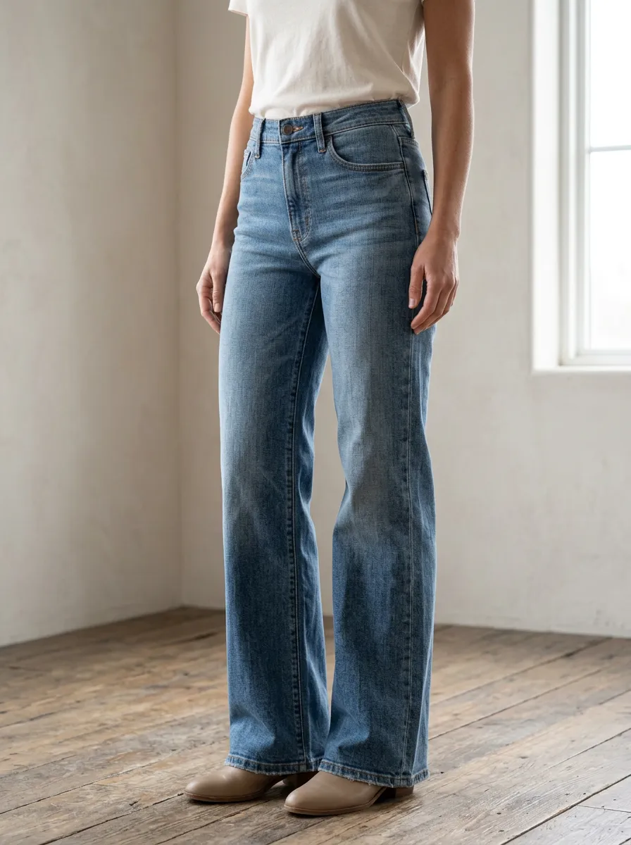 Wide-Leg Denim Denim Jeans