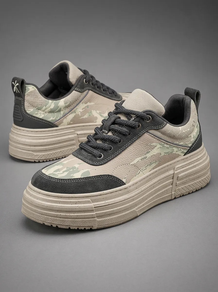 Camo Utility Platform Skate Sneakers