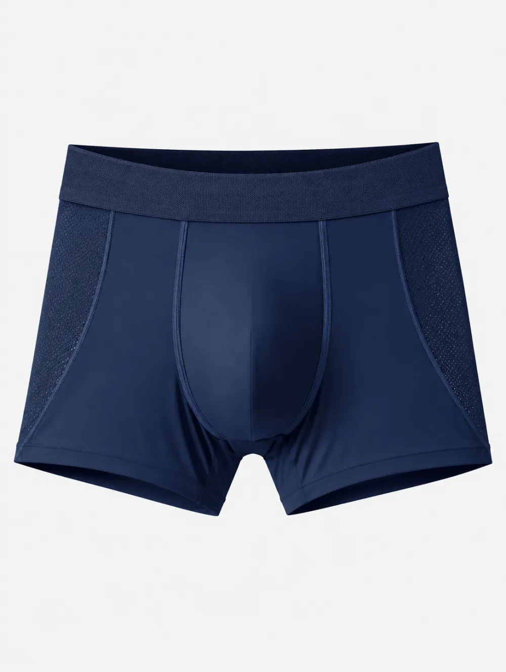 Men's Athletic Mesh Panel Navy Blue Boxer Briefs