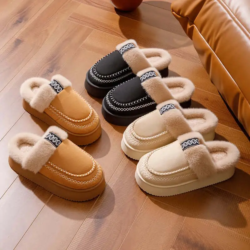 Plush Comfort Platform Slip On Slippers