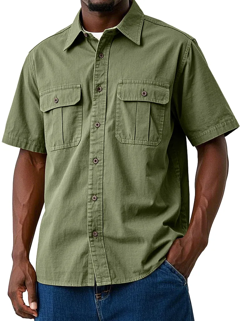 Textured Double Pocket Shirt
