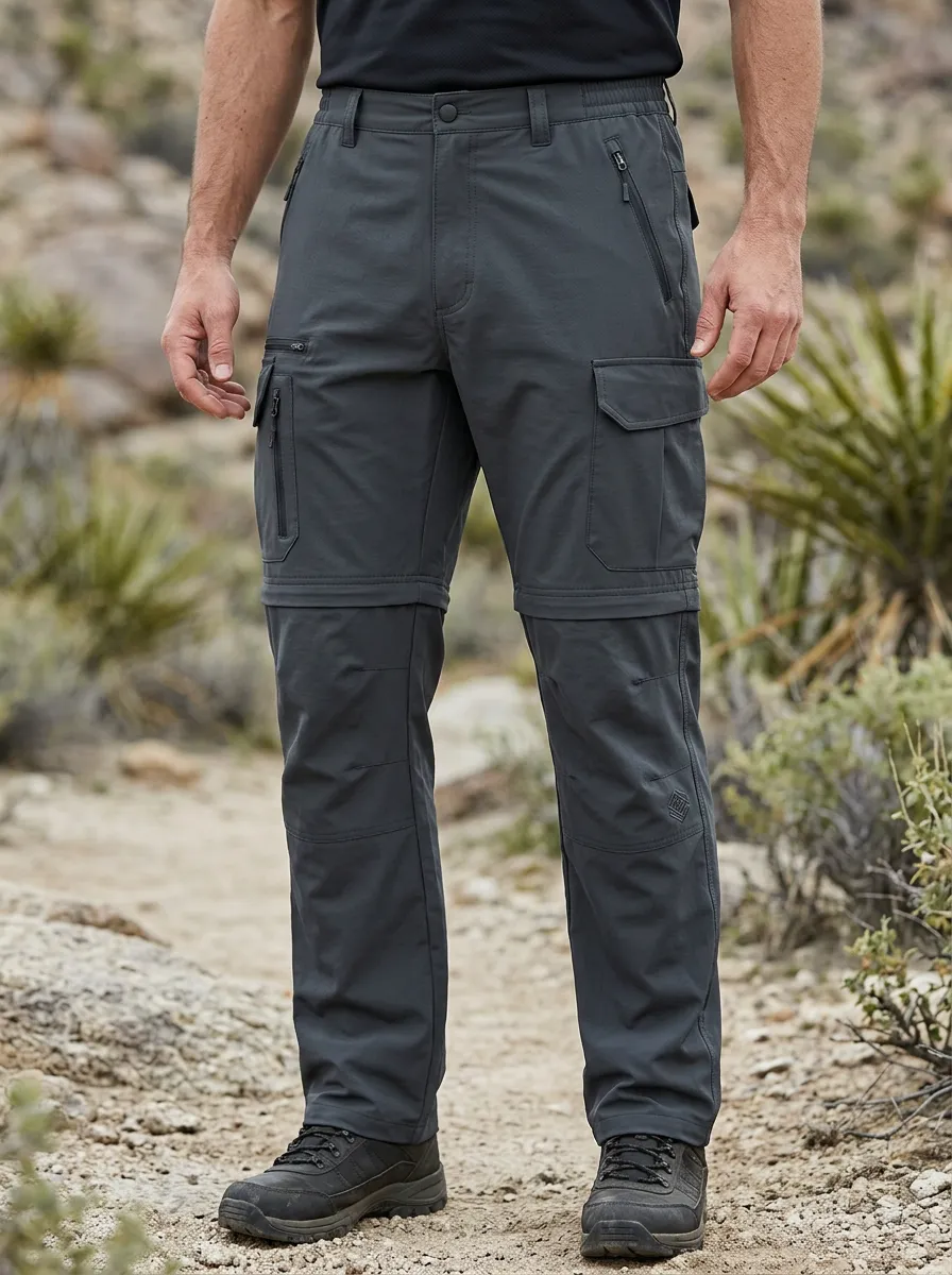 Men's Expedition Trek Multi-Pocket Waterproof Zip-Off Tactical Cargo Pants