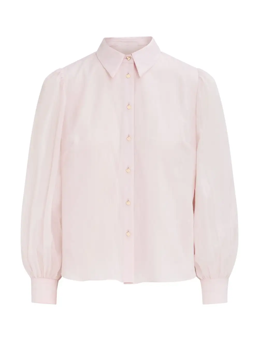 Light Pink Petite Long Sleeve Button-Up Blouse