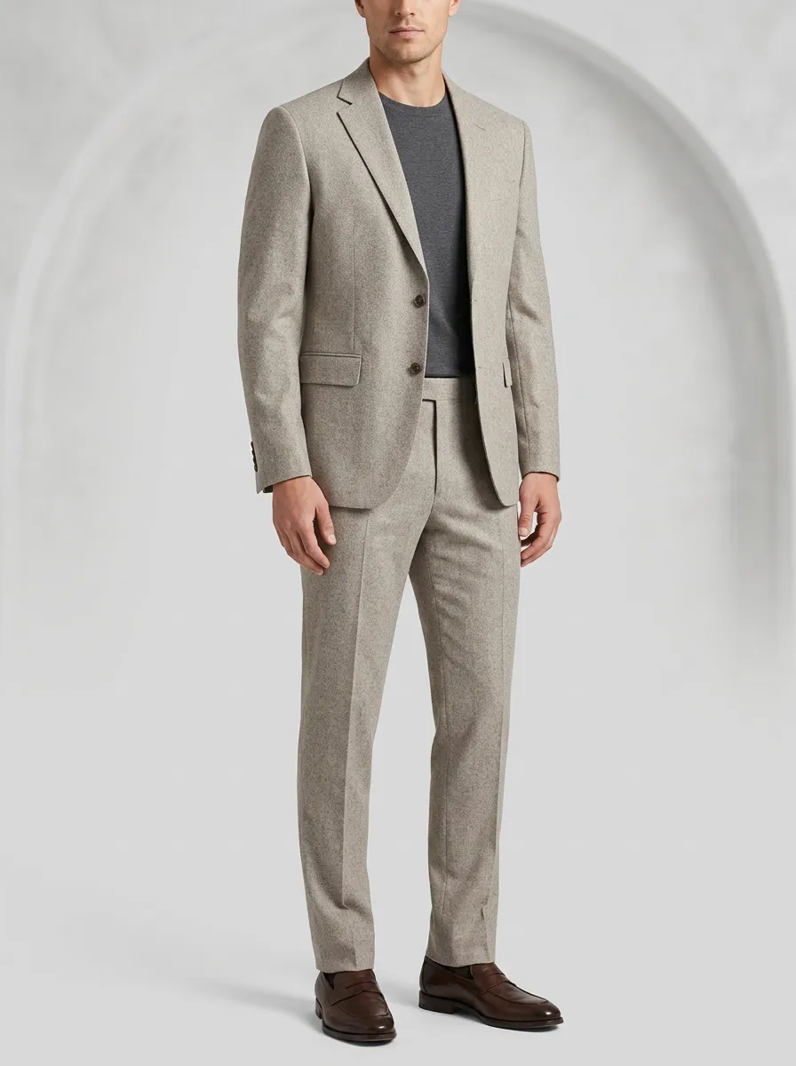 Notch-Lapel Two-Button Textured Regular-Fit Men's Two-Piece Suit Set