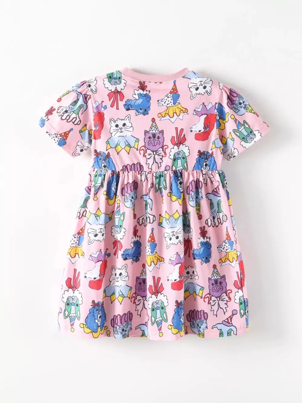 Girls Cartoon Print Short Sleeve Dress