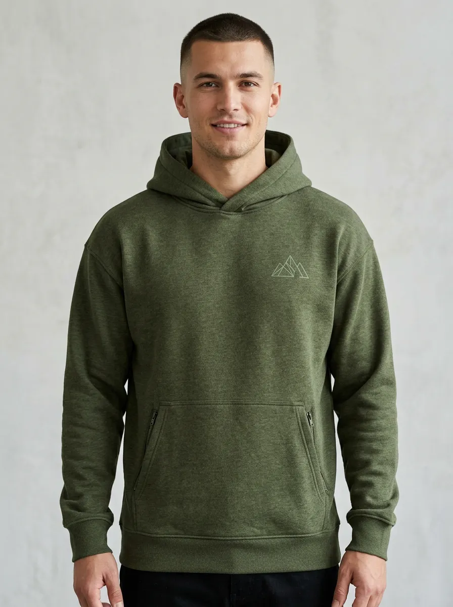 Everyday Mountain Graphic Outdoor-Inspired Minimalist Detail Men's Hoodie