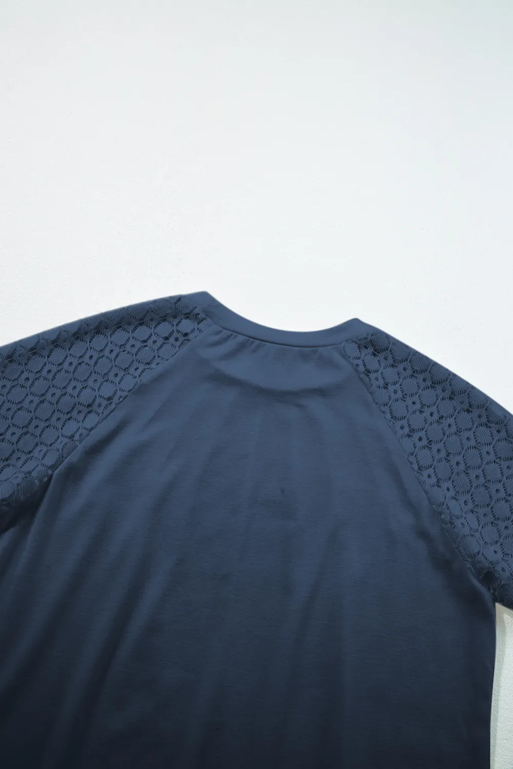 Navy Blue Seamed Detail Contrast Tee