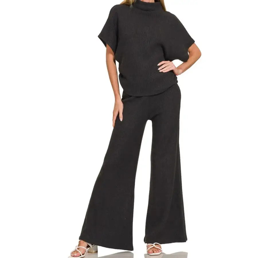 Wide Leg Flare Sweater Pants