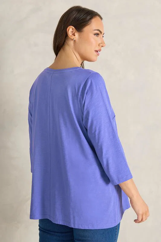 Blue V-Neck Cotton Top detail 2